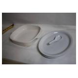 Collection of Ceramic Baking Dishes and Cutting Board