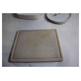 Collection of Ceramic Baking Dishes and Cutting Board
