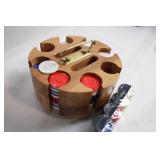Poker Chip Set with Wooden Carousel Holder