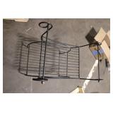 Black Metal Frame Ottoman Bench with Scroll Arm Design