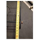 Black Metal Frame Ottoman Bench with Scroll Arm Design