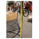 Black Metal Frame Ottoman Bench with Scroll Arm Design