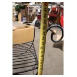 Black Metal Frame Ottoman Bench with Scroll Arm Design