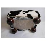 Cowhide Patterned Ottoman