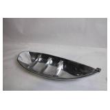 Stainless Steel Canoe-shaped Tray with Four Compartments