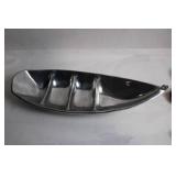 Stainless Steel Canoe-shaped Tray with Four Compartments