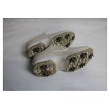 Used Nike Athletic Cleats in Beige with White Stripes, Size 8.5