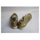 Pair of Gold and Silver Mesh Sneakers with White Laces