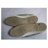 Pair of Gold and Silver Mesh Sneakers with White Laces