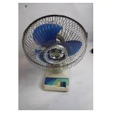 Vintage 9" Oscillating Desk Fan with Blue Blades