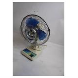 Vintage 9" Oscillating Desk Fan with Blue Blades
