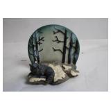 Decorative Bear Figurine with Forest Backdrop