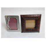 Set of 2 Decorative Photo Frames - Metal Golf and Brown Leather