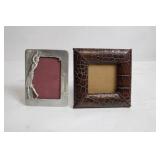 Set of 2 Decorative Photo Frames - Metal Golf and Brown Leather