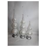 Set of 3 Silver Glitter Christmas Tree Ornaments