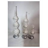 Set of 3 Silver Glitter Christmas Tree Ornaments