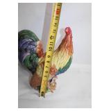 Colorful Ceramic Rooster Figurine - 12" Tall