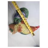 Colorful Ceramic Rooster Figurine - 12" Tall