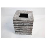 Square Crackled Ceramic Vase with Textured Design