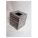 Square Crackled Ceramic Vase with Textured Design