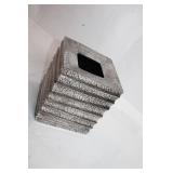 Square Crackled Ceramic Vase with Textured Design