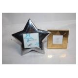 Set of 2 Star-Shaped Photo Frames, Silver and Gold