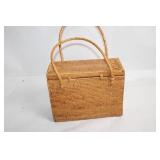 Handcrafted Wicker Picnic Basket with Lid and Handles