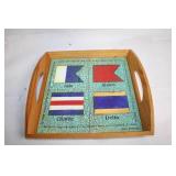 Nautical Flag Signal Design Wooden Serving Tray