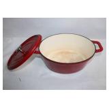 Red Enamel Cast Iron Dutch Oven with Lid, 4 Qt