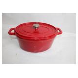 Red Enamel Cast Iron Dutch Oven with Lid, 4 Qt