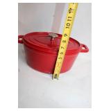 Red Enamel Cast Iron Dutch Oven with Lid, 4 Qt