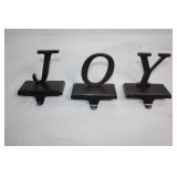 Set of 3 Metal JOY Letter Stocking Holders