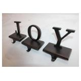 Set of 3 Metal JOY Letter Stocking Holders