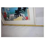 Framed Artwork of Scenic Ocean View with Piano