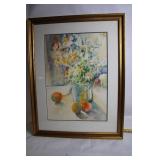 Framed Watercolor Painting of Daisies by L. Anderson