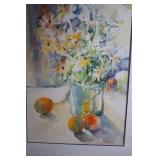 Framed Watercolor Painting of Daisies by L. Anderson