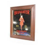 Vintage Beefeater London Distilled Dry Gin Framed Bar Mirror