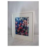 Framed Art Print of Mediterranean Terrace with Vase of Flowers