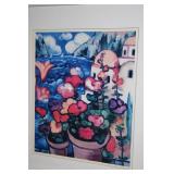 Framed Art Print of Mediterranean Terrace with Vase of Flowers