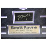 Framed Brett Favre Autographed Photo with Minnesota Vikings Plaque