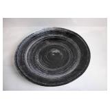 Large Black Ceramic Platter with Swirl Design 14.5 Inches