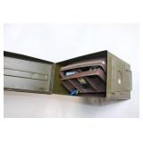 Metal Ammunition Storage Box with Lid and Handles