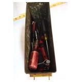 Vintage Metal Ammo Box with Assorted Screwdrivers