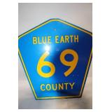 Vintage Blue Earth County Highway 69 Road Sign
