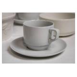 Assorted White Porcelain Dining Set with Cups, Saucers, and Plates