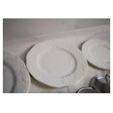 Assorted White Porcelain Dining Set with Cups, Saucers, and Plates