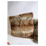Pair of Faux Fur Brown Floor Cushions