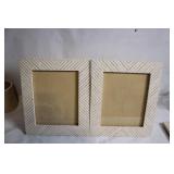 Double Wooden Photo Frame with Chevron Stripe Design