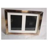 Double Photo Frame with Silver-Tone Border