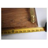 Vintage Wooden Wall Shelf with Brass Mounting Brackets